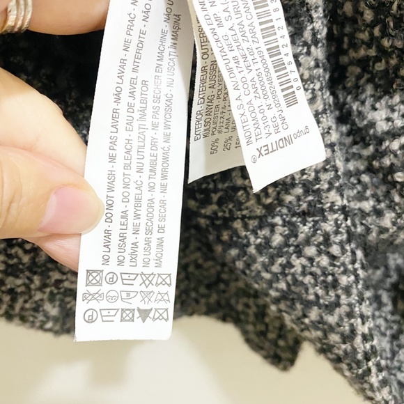 Zara Batwing Convertible Tweed Jacket Mandarin Collar or Lapels Grey Black M - Picture 8 of 16